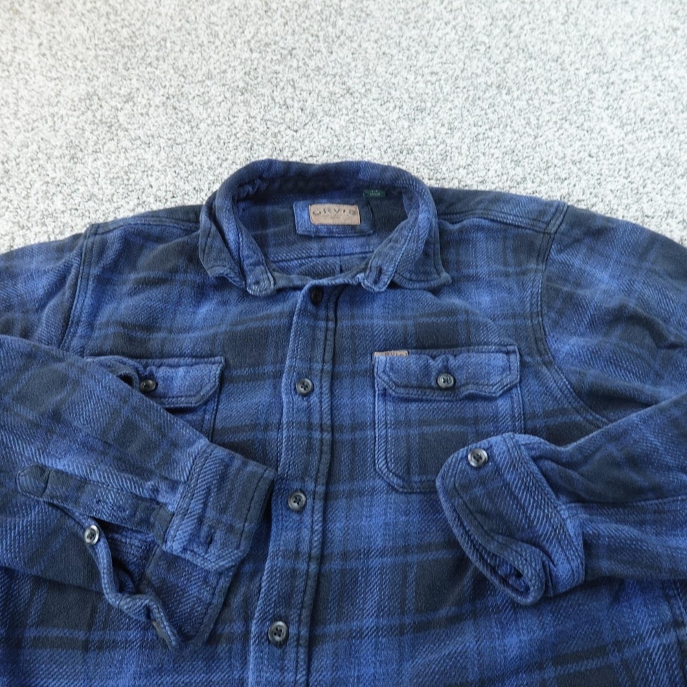 Orvis Shirt Mens L Blue Plaid Flannel Shacket Jacket Heavy Button Up Outdoor Top - Picture 3 of 12